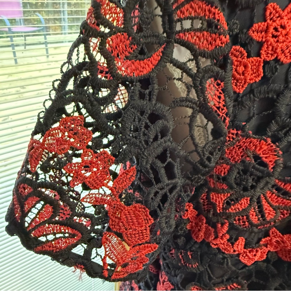Banana Republic Red & Navy Elegant Lace Dress EUC - Picture 6 of 6